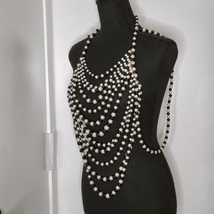 Layered Pearl Vest Necklace