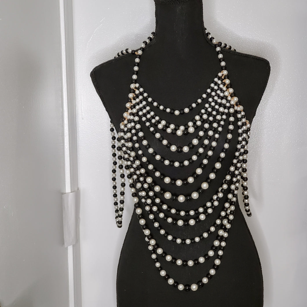 Layered Pearl Vest Necklace