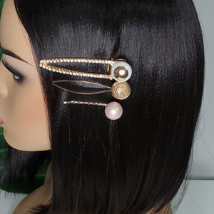 Rose Gold Pearl Hair Clips
